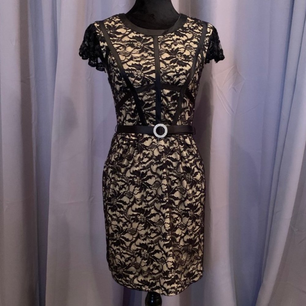 Elegant Jodi Kristopher Black CapSleeve Lace Dress